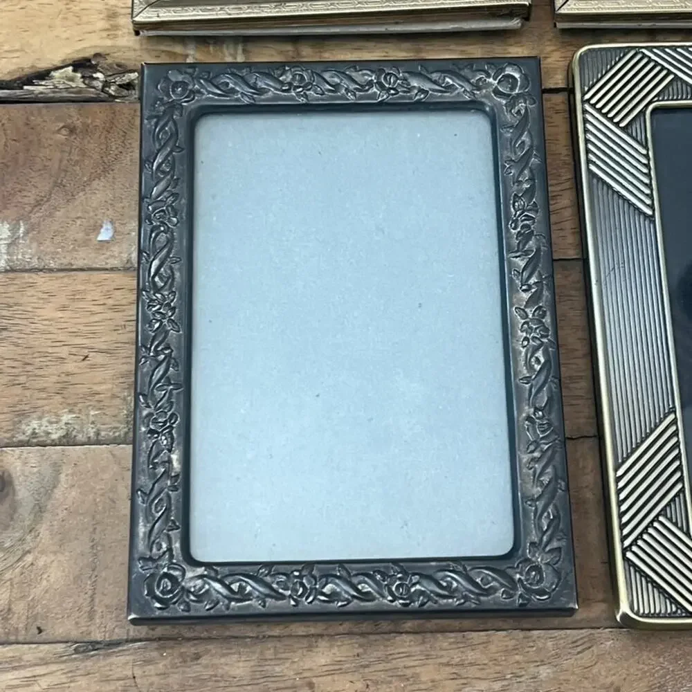 Set of 4 Mixed Silver Plated Picture Frames Ornate & Geometric Patterns